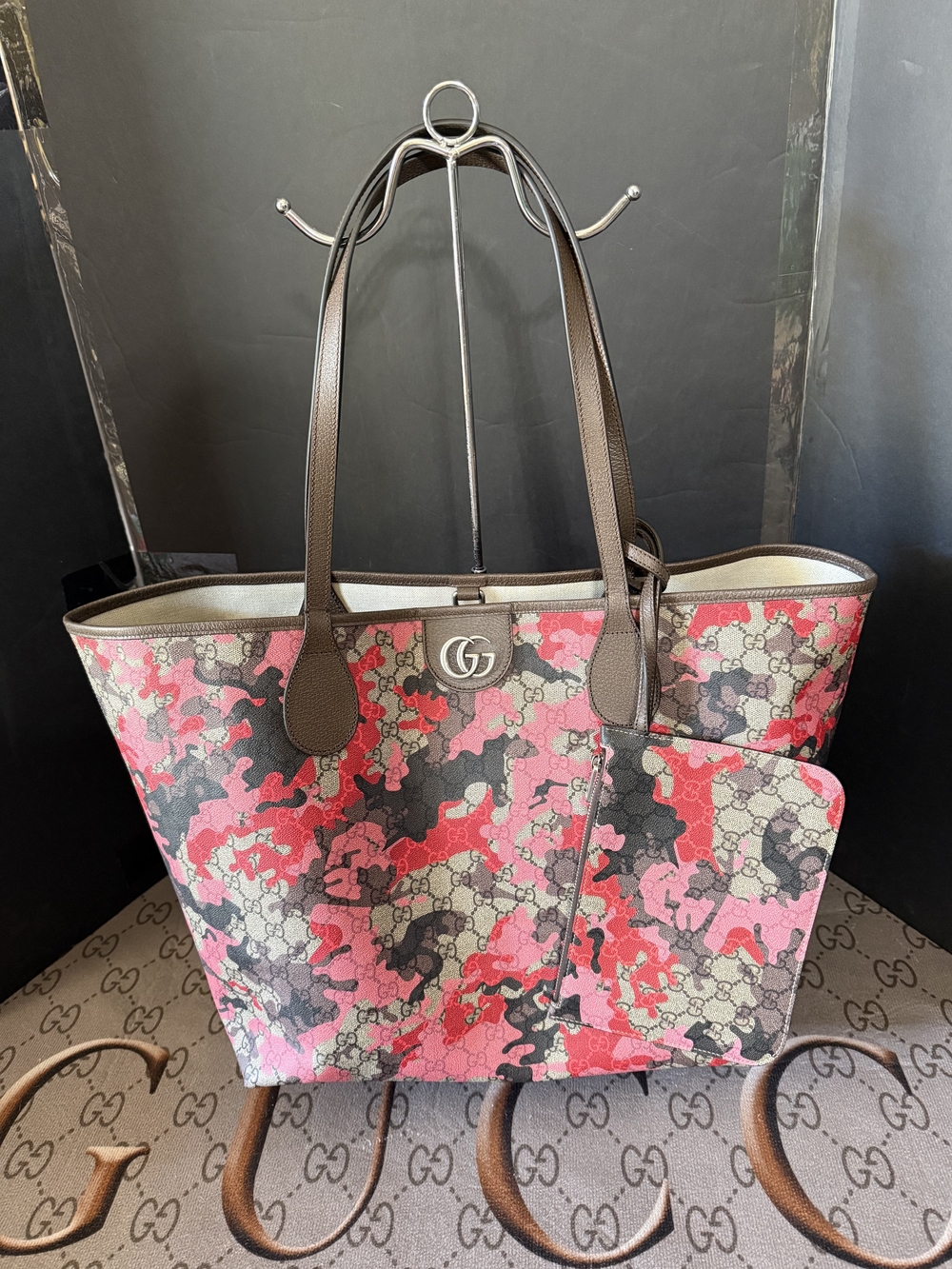Gucci Pink Camouflage GG Supreme Tote Bag